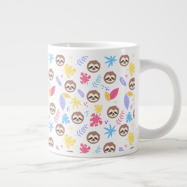 Grande Tasse Motif Tropical Sloth & Feuilles (Droite)