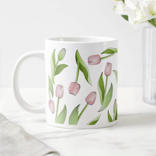 Grande Tasse Motif Tulipe Rose Moderne (Créateur téléchargé)