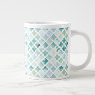 Grande Tasse Motif Turquoise Peint À La Main