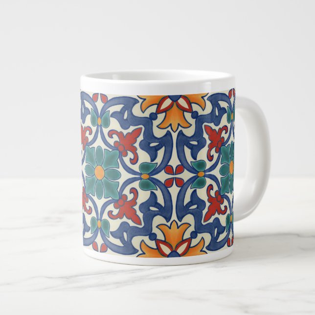 Grande Tasse Motif Vintage de mosaïque d'Azulejos (Devant droit)