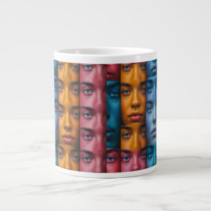 Grande Tasse Motif Visages Colorés