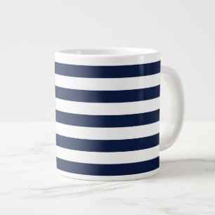 Grande Tasse Motif White Navy Blue Stripes {choisissez votre co