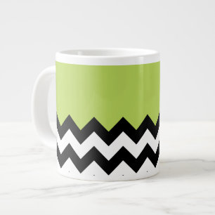 Grande Tasse Motif Zigzag noir et blanc, Chevron, Vert