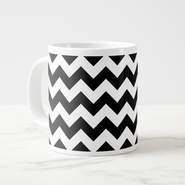 Grande Tasse Motif Zigzag noir et blanc, Motif Chevron (Devant gauche)