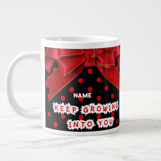 Grande Tasse Motivation Personnalisée à Points Rouges  (Gauche)