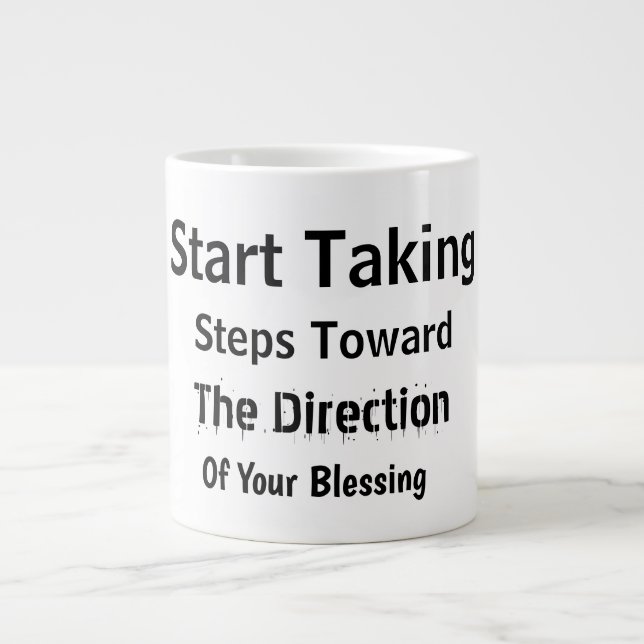 Grande Tasse Motivation Quotidienne Élévatrice Noir & Blanc Mod (Devant)