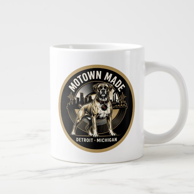 Grande Tasse Motown Made Detroit Boxer Dog Labor & Music Pride  (Droite)
