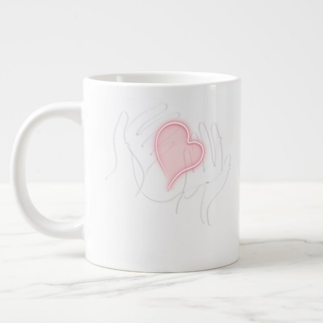 Grande Tasse Mug, Chine osseuse, régions WWC + Coeur (Gauche)