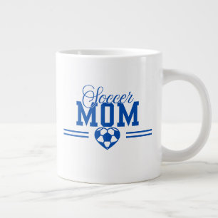Grande Tasse Muguet de footballeur maman bleu et blanc Ballon d