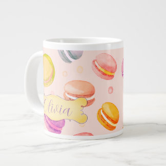 Grande Tasse Musique d'aquarelle personnalisée Macarons