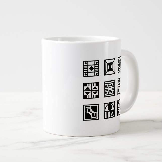 Grande Tasse Musique noire de motif tribal géométrique (Devant droit)