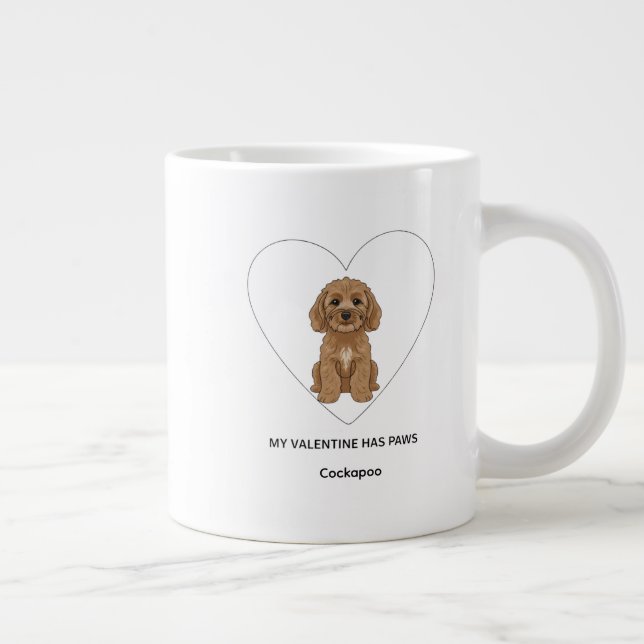 Grande Tasse My Valentine Has Paws Cockapoo Personalise  (Droite)