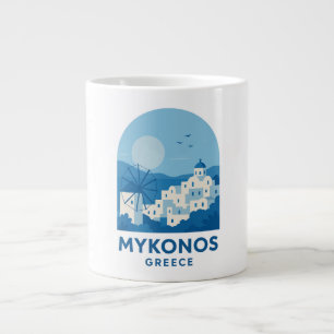 Grande Tasse Mykonos Grèce Art de voyage minimaliste bleu