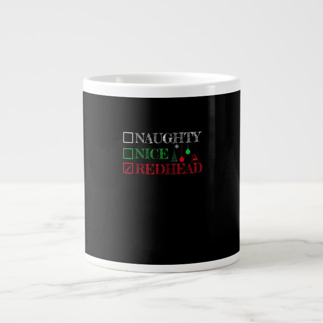 Grande Tasse Naughty Nice Redhead Christmas Funny Holiday  (Devant)
