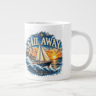 Grande Tasse Naviguez Loin Naviguez l'Inconnu Bleu Nautical