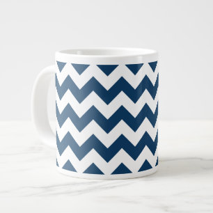Grande Tasse Navy Zigzag, Navy Chevron, Motif géométrique