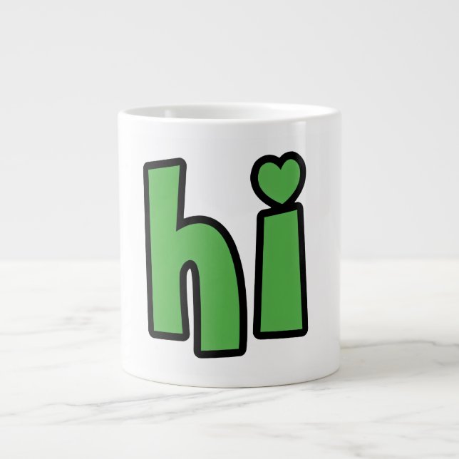 Grande Tasse Neon Hello, Heart Included 🌿 Glow-in-the-Dark "Hi (Devant)