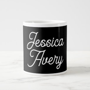 Grande Tasse N'importe quel nom Élégant script vintage blanc