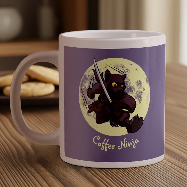 Grande Tasse Ninja Katana épées volante kick caricature chat no (Créateur téléchargé)