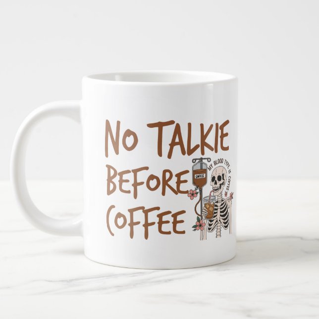 Grande Tasse No Talkie Before Coffee funny cat lover gift (Gauche)