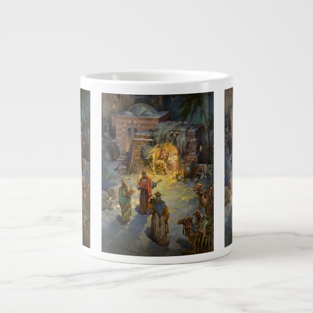 Grande Tasse Noël ancien avec la visite des Mages (Devant)