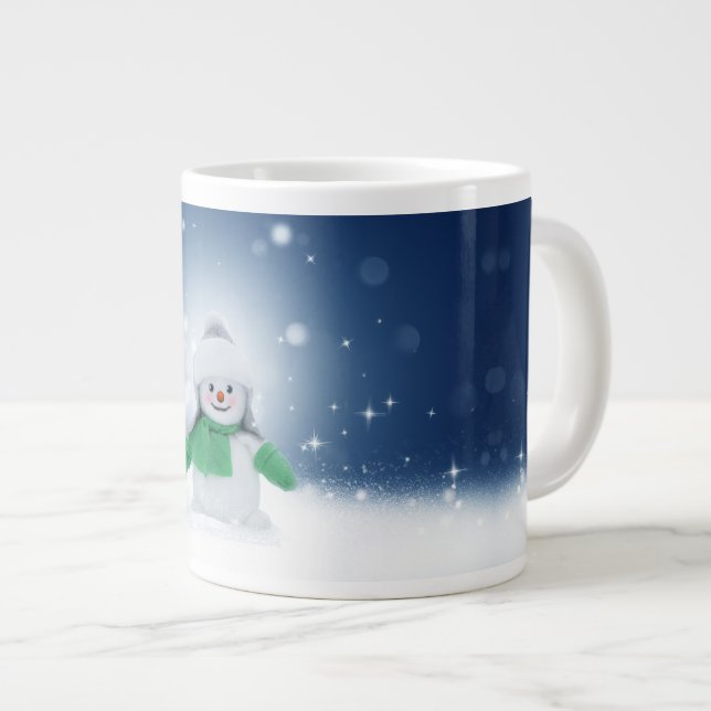 Grande Tasse Noël bonhomme de neige SlipperyJoe foulard vert m (Devant droit)