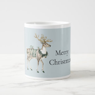 Grande Tasse Noël Cerf Vert Bleu