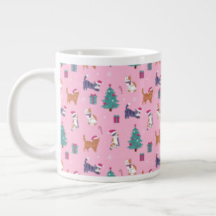 Grande Tasse Noël Chats et arbres Motif de vacances