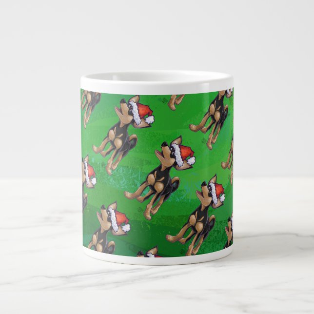 Grande Tasse Noël Chihuahua sur vert (Devant)