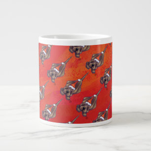 Grande Tasse Noel de Chien À La Hache Sur Rouge