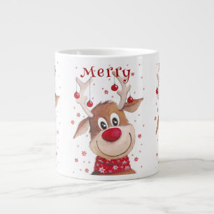 Grande Tasse Noël Drôle Antlers de rennes avec des ornements ro
