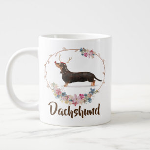 Grande Tasse Noël floral Dachshund à l'eau douce