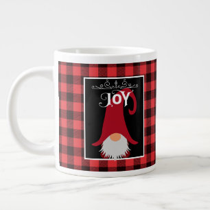 Grande Tasse Noël Gnome Rouge et noir Buffalo Plaid sur mesure