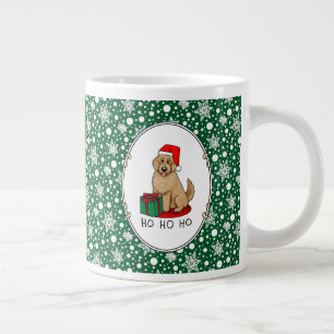 Grande Tasse Noël Père Noël Goldendoodle (rouge or) Chien migno