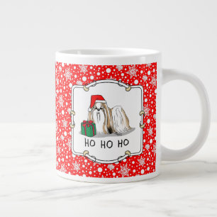 Grande Tasse Noël Santa Hat Chih Tzu (blanc tan) Chien mignonne