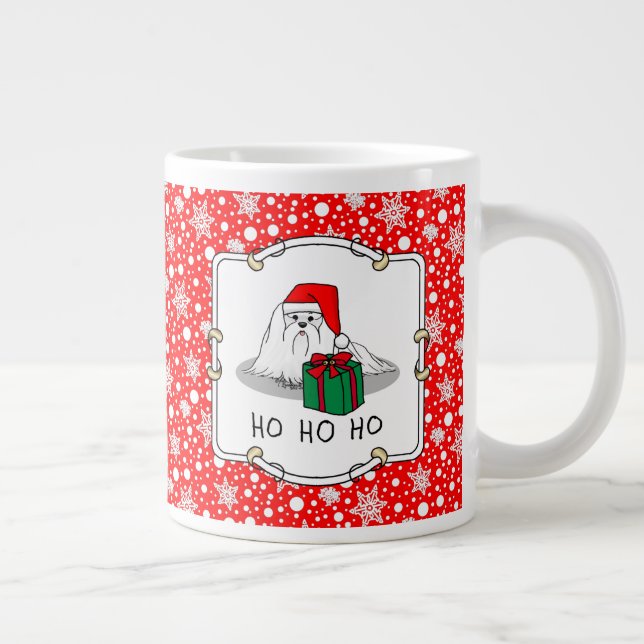 Grande Tasse Noël Santa Hat Maltese Chien mignonne Drôle (Droite)
