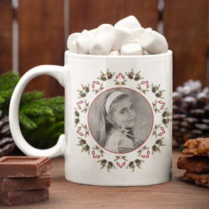 Grande Tasse Noël Vacances Photo Simple Cercle de verdure