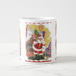 Grande Tasse Noël vintage, joyeux Père Noël avec cadeaux
