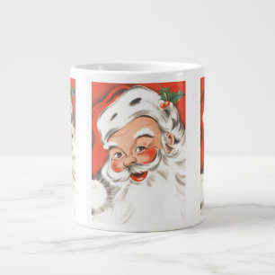 Grande Tasse Noël Vintage, joyeux Père Noël avec sourire