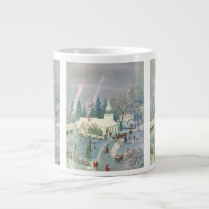 Grande Tasse Noël vintage, Les gens vont à l'église en neige