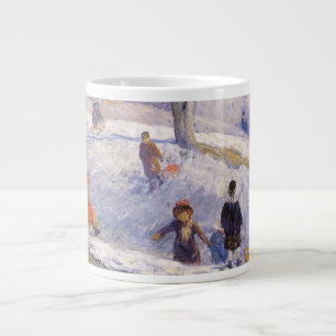 Grande Tasse Noël vintage, traîneau, Central Park Glackens
