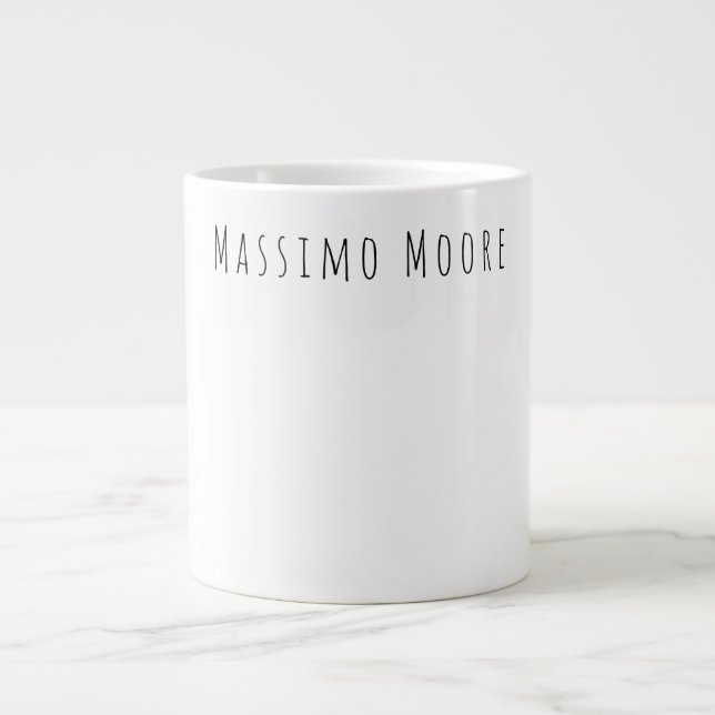 Grande Tasse Noir Blanc Élégant Simple Formel Nom Propre (Devant)
