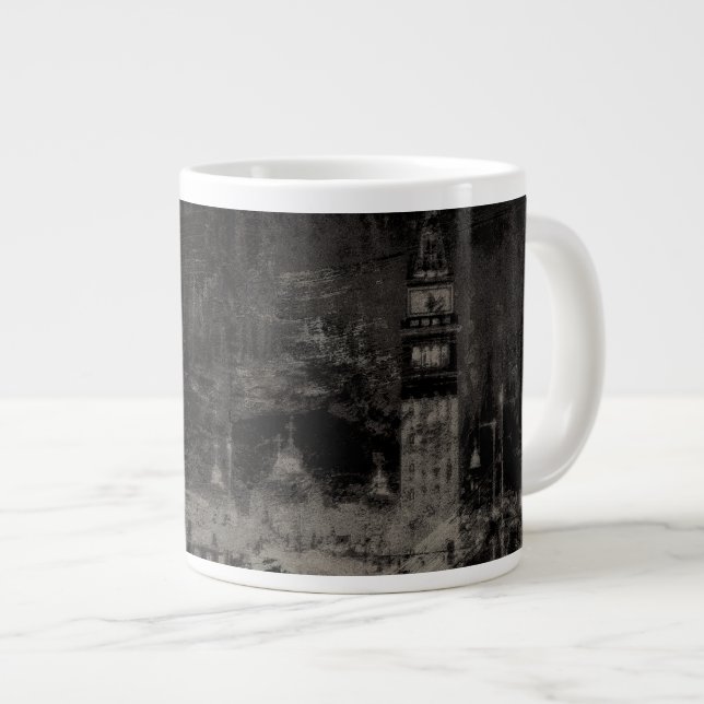 Grande Tasse Noir et Taupe en survol Skyline Venise Italie (Devant droit)