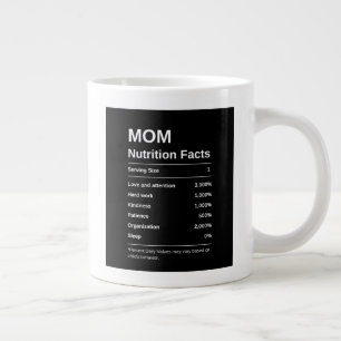 Grande Tasse Noir minimaliste Maman Nutrition Fiches Typographi