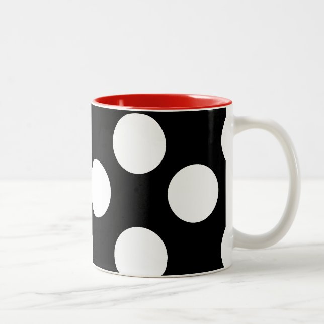 Grande tasse noire et blanche de point de polka (Droit)