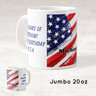 Grande Tasse Nom, 250 Ans de Liberté USA Anniversaire 20oz