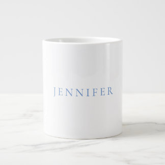 Grande Tasse Nom Calligraphie Script Simple Blanc Bleu