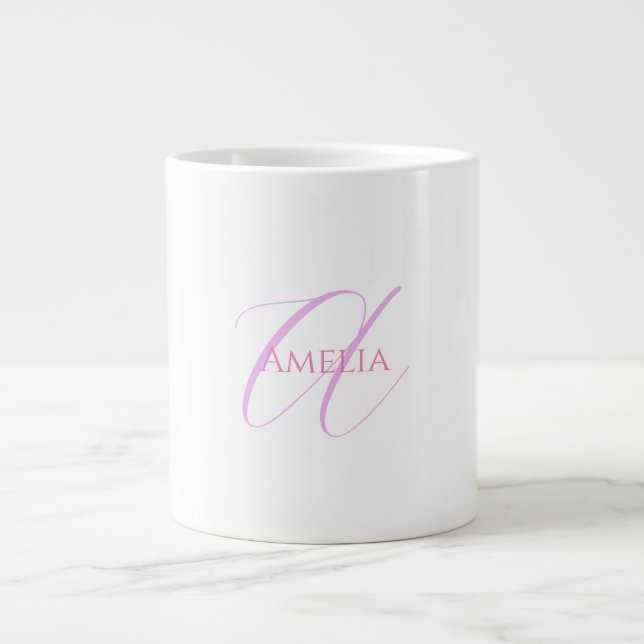 Grande Tasse Nom Chic Monogramme Lettre initiale Calligraphie (Devant)