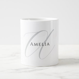 Grande Tasse Nom Chic Monogramme Lettre Initiale Calligraphie