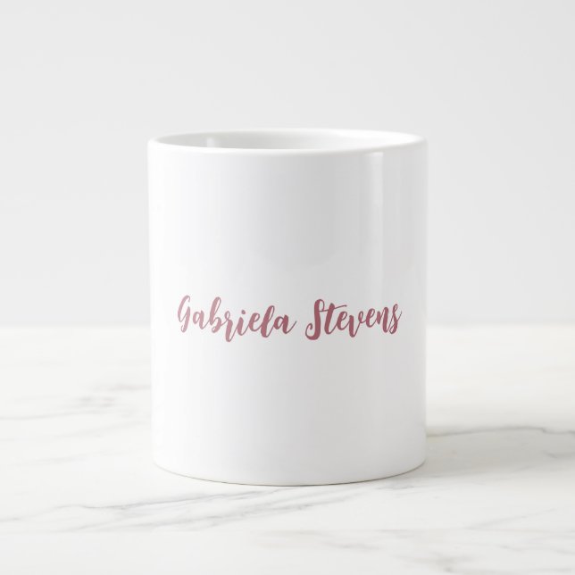 Grande Tasse Nom de calligraphie or Rose élégant Blanc (Devant)